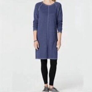 J.Jill Oversized Cotton Blue Striped Knit Tunic Sweater Dress Size Medium Petite